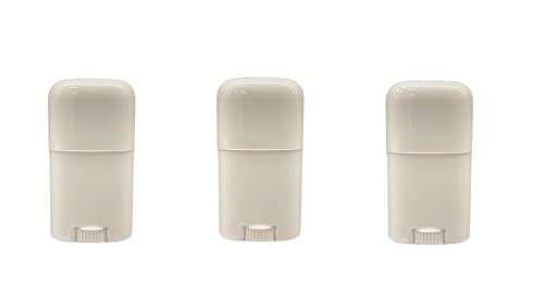 Recipiente de desodorizante oval branco - vazio - .50 onça - Twist -up Reabilable Plástico Tubo para desodorizantes