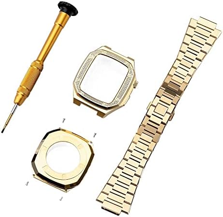 Bholsa Luxury Modification Kit Metal Molece para Apple Watch Case & Band 8 7 6 5 4 3 40mm 41mm 44mm 45mm Strapra de estrutura para