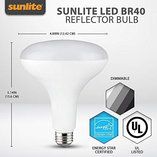 SUNLITE 88080 -SU LED BR40 LUZ REFLECTOR 1060 Lumens, 14 watts, Base média, Dimmable, Ul listada, 1 pacote, 27k - branco quente