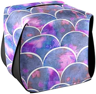 Caixa de tecidos de sereia colorida Caixa de lenço de tecidos de couro retangular Caixa de lenço de papel com alça