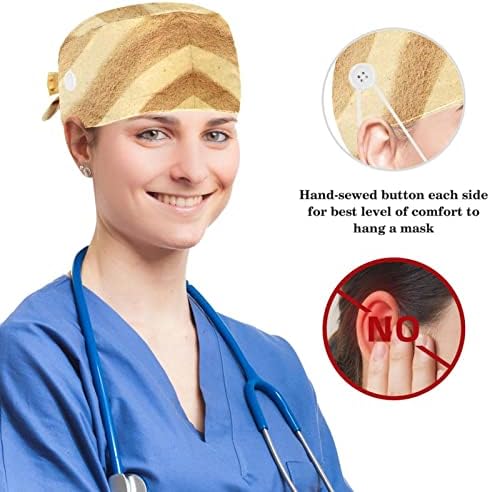 Enfermeiro limpar cabelos longos, registro de vinil na tampa de trabalho ajustável em ouro roxo com botões e scrunchie de cabelo