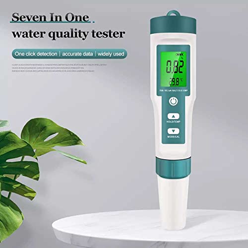 7 em 1 Medidor de pH digital com EC ， TDs, temperatura, salinidade, gravidade específica, kit de testador de qualidade