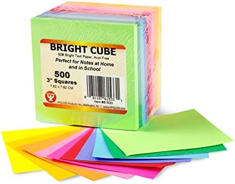 Cubo de produtos brilhantes HYGLOSS 3X3, quadrados de papel de 3 polegadas-10 coloridas variadas-1, 3 x 3, 500 folhas, multicolor