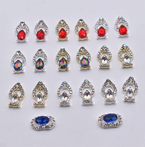 Lifoost 20pcs Estilo de luxo Charms de unhas de ouro e prata pequenos designs de mixagem de gemas de gem