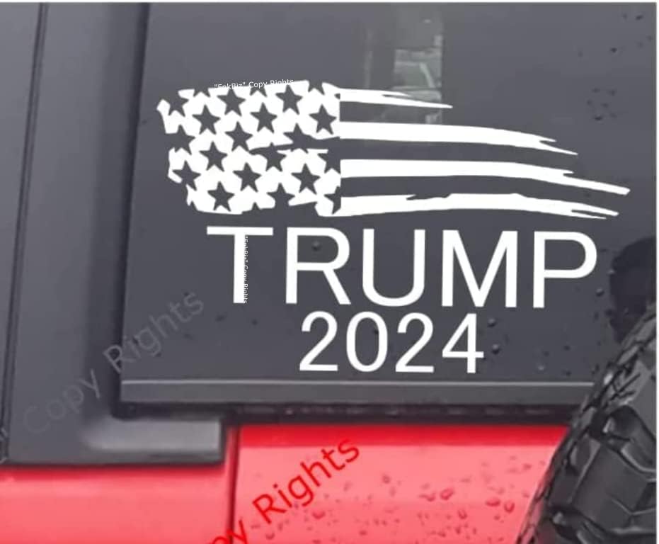 Trump 2024 adesivo de decalque | Carros caminhões Vans Vans SUVs Windows Walls Cups Laptops | Branco | 7 polegadas de
