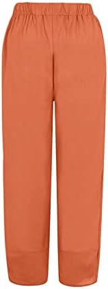 Pontas de linho de algodão Capri Women for Women Casual Summer Capri -Pants com bolsos soltos fit boho calças de