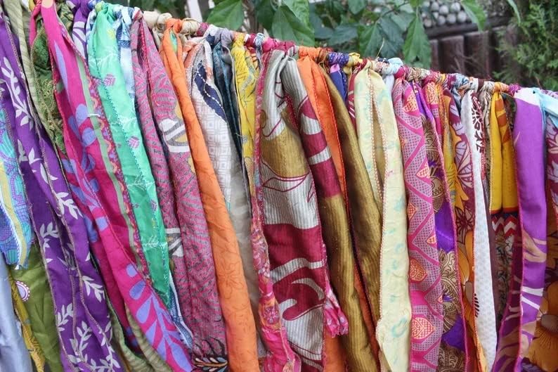 Presentes de manga Reciclagem de seda sari guirlanda, decoração de casamento, decoração de casa de banner Bohemian