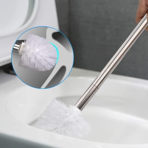 Pincel e suporte do vaso sanitário de cerâmica de quintal, escova branca de vaso sanitário e suporte para banheiro, lavador de