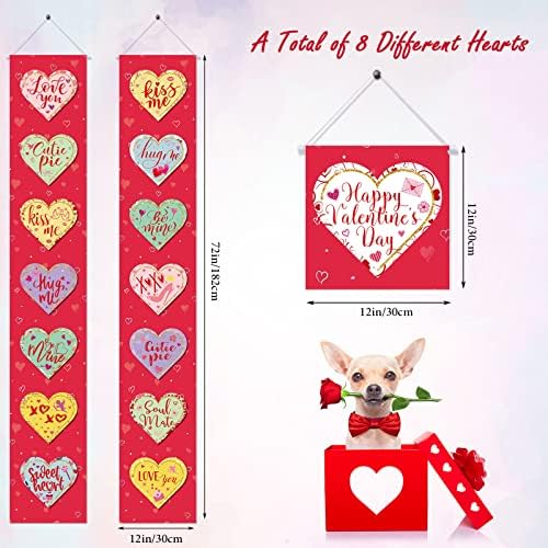 Banners de decorações do dia dos namorados de Tatuo Conjunto de 72 x 12 polegadas Conversaturas corações dos namorados