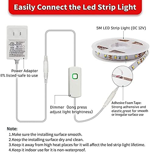 My Beauty Light White LED Light Light, faixa leve LED de 16,4 pés com função de memória, 300 LEDs brilhantes 6500k
