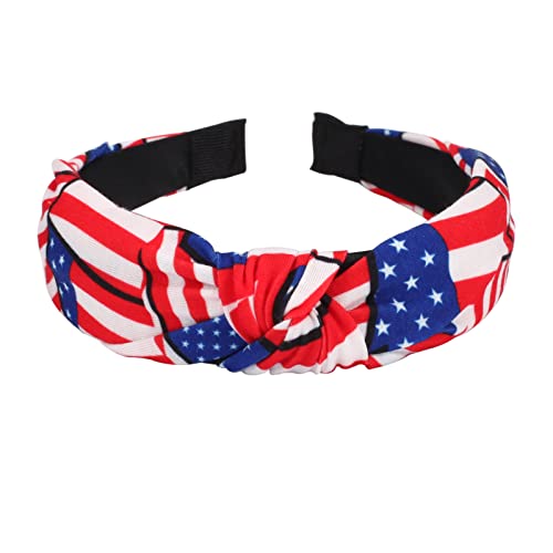 Budsmile 4pcs Bandas de cabeça da bandeira americana para mulheres meninas Independência Dia 4 de julho Vermelho branco