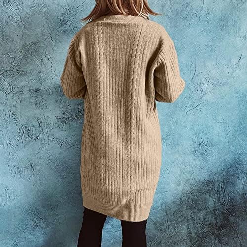 Mulheres abertas de manga longa de manga comprida Cardigan Sweaters solto fora casaco casual com decote em V Long