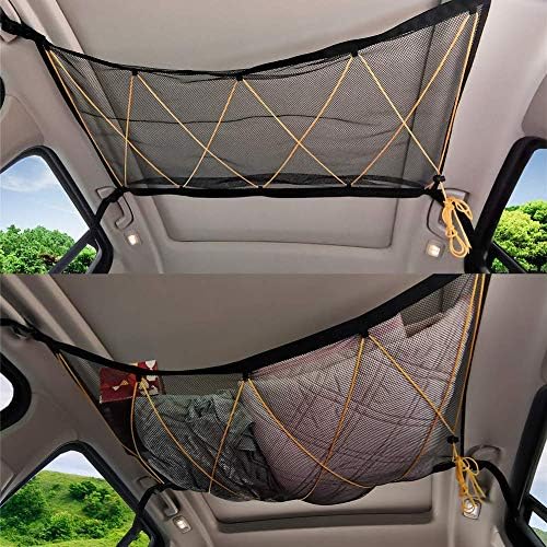 Syksol Guangming - bolso da rede de carga de teto, bolsa de rede de armazenamento de interiores do telhado de carro universal
