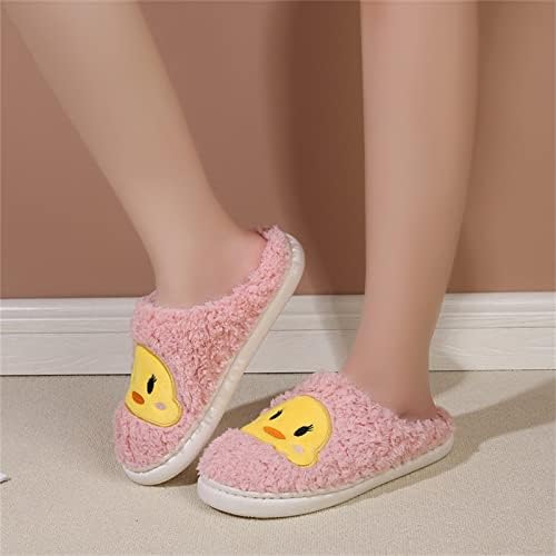 Senhoras fofas bordadas peludas de dedão fechada moda confortável chinelos de algodão lisos de algodão Slipers slippers tamanho 8