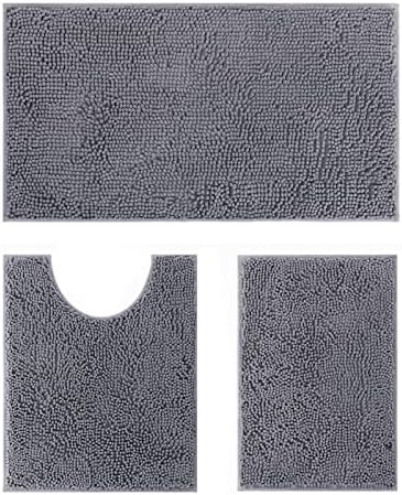 Tapetes de banheiro serissa conjuntos de 3 peças tapetes de banho cinza claro para banheiro absorvente tapete de banho de tape