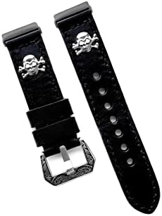 Couro preto de Nickston com rebites de metal banda de ossos cruzados compatíveis com fitbit versa 3 e pulseira de pulseira