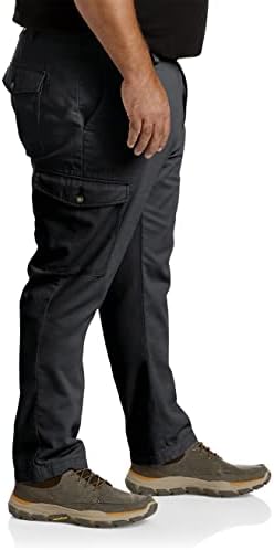 DXL Big & Tall Essentials Calças de carga masculinas | Calças de perna reta de ajuste relaxado com bolsos de carga de 6 bolsos