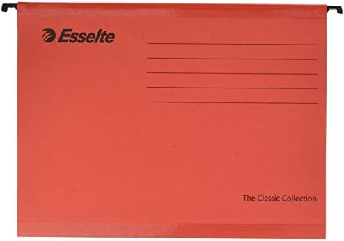 Arquivo de suspensão reforçado de Esselte Classic, A4, pacote de 25, guias incluídas - vermelho