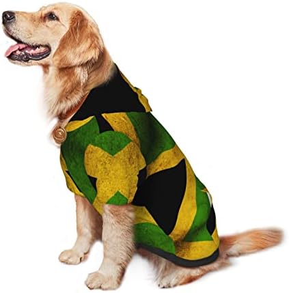 Velhão da bandeira jamaicana Roupos de cachorro de estimação de calça média e grande moletom com capuz de petinho Four Seasons