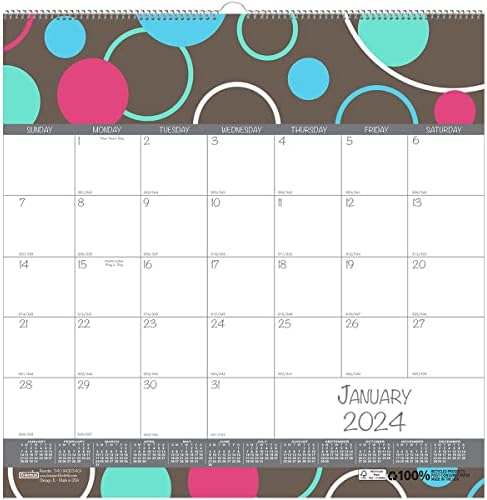 House of Doolittle 2024 Monthly Wall Calendar, geométrico, 12 x 12 polegadas, janeiro a dezembro