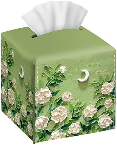 Caixa da caixa de lenços de papel quadrado, suporte para caixa de lenços decorativos em 3D, capa da caixa de lenços de couro