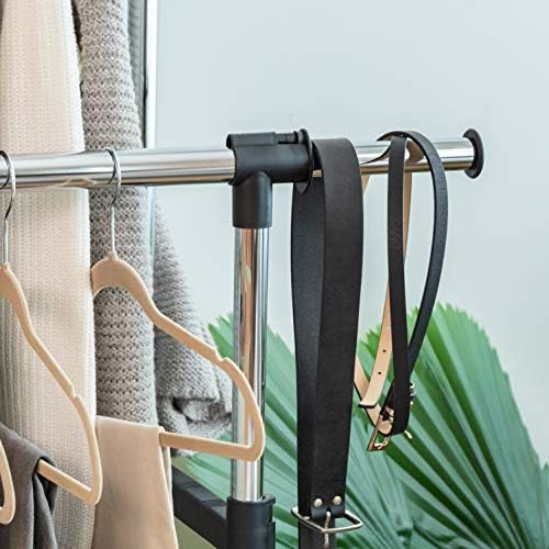 Rack de roupas ajustáveis ​​por altura por altura dupla portátil da Iris EUA com barra extensível e rodas trancáveis, peças de vestuário