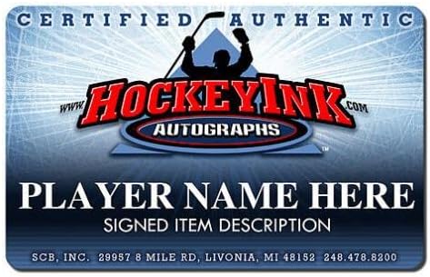 Chris Osgood assinou 1991 NHL Draft Puck - 54th Pick Inscription - Pucks autografados da NHL