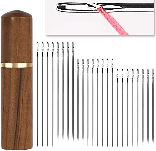 A agulhas de costura à mão como segmento auto -rosqueamento - Yawall Self Threading, 24 peças A agulhas de costura de rosca fácil