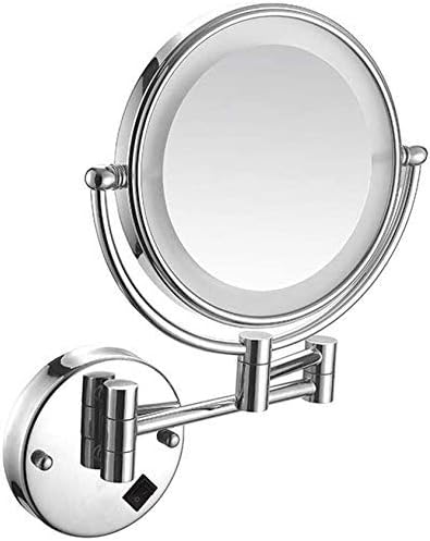 Novo, espelho de barbear de banheiro Novo, espelho de maquiagem de carga USB de 8 polegadas com luzes LED e espelho de vaidade de ampliação