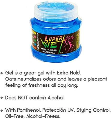 Gel de estilo de cabelo super molhado azul 8,8 oz - gel Fija Pelo