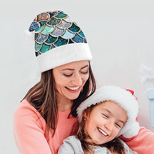 Sparkle Glitter Mermaid Scales Pattern Christmas Hat para Cosplay de Festas de Férias de Ano Novo