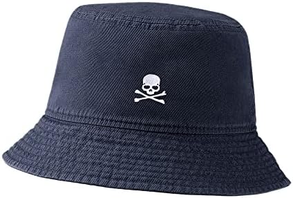 Lexiuyibai chapéu para homens para homens pirata crânio e ossos cruzados ossos bordados algodão lavado Chapéus de balde