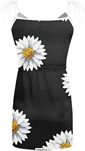 Vestidos de trabalho para mulheres 2023, Moda casual de verão feminina impressa V Vestido de tira de estilingue de cordão pescoço