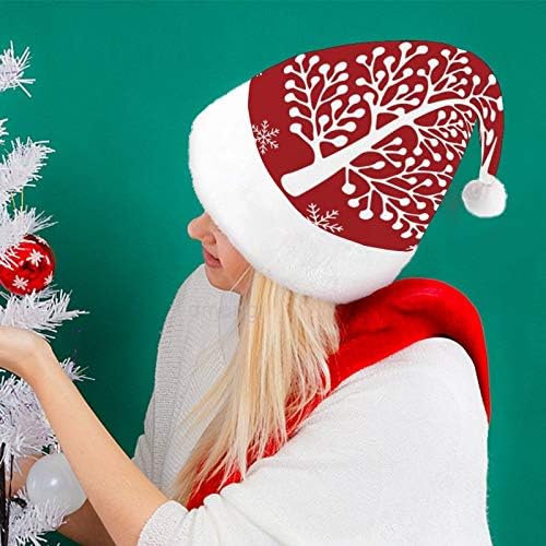 Chapéu de Papai Noel de Natal, Árvores de Natal Vermelho Floco de neve de Natal Chapéu de férias para adultos, Hats de Natal de Comfort