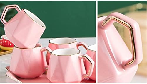 Conjunto de chá de café cerâmico de cerâmica TDDGG Nórdica Bandejas de copo de copo de xícara de ouro rosa