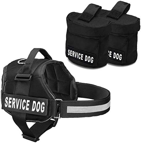 Colete de cães de serviço com tiras de gancho e loop e mochilas destacáveis ​​- arreios em 7 tamanhos de xxs a xxl - o arnês de