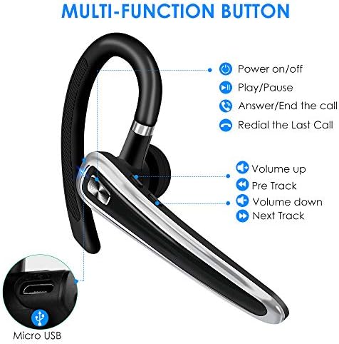 Fone de ouvido Bluetooth v5.0, fone de ouvido Bluetooth do TalkTime CVC8.0 Cancelamento de ruído fone de ouvido sem fio com microfone