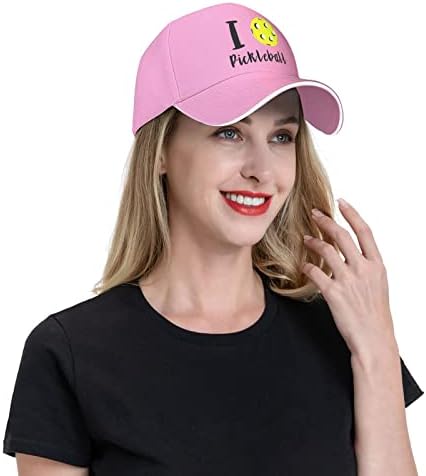 Unissex eu amo chapéu de beisebol de bola de pickleball, boné de beisebol de beisebol chapéu esportivo para homens mulheres