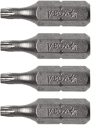 Vega T30 Torx Bits de segurança. Grade Professional ¼ polegada HEXHANK Torx T-30 S2 Aço 1 Bits de segurança. 125TT30A-4