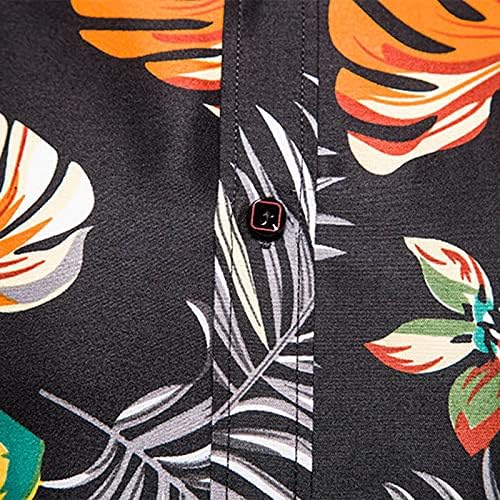 Camisas de botão para baixo de Dueig Men, Summer outono folhas havaianas estampadas florais colar de colarinho solto boho tops de camisa