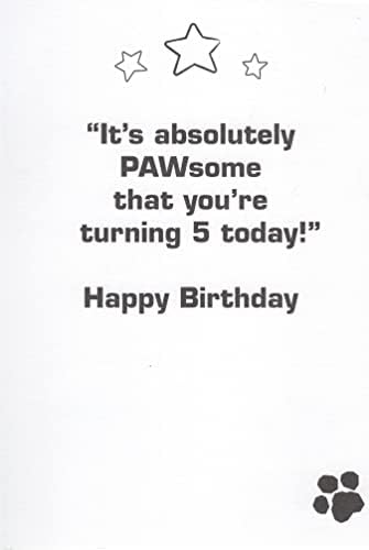 Paw Patrol feliz quinto cartão de quinto aniversário com Marshall e Skye - feliz e animado por ter a chance de dizer