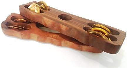 Chartal par de madeira Mada artística forma 4 aço zingles de percussão Efeito igreja Arti sankirtan canção pooja vraja vrindavan