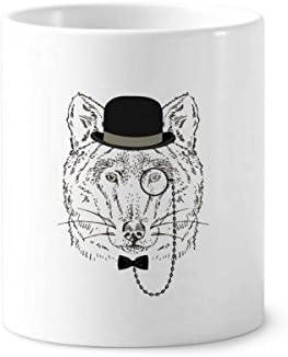 British Style Gentle Wolf Hat lobo arco de dentes de dentes de dentes caneta caneca caneca de cerâmica copo lápis