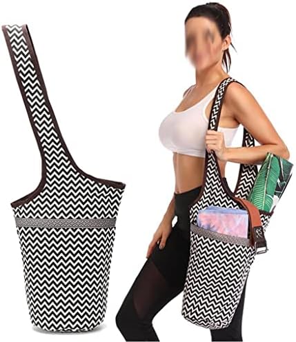 N/A Fashion Yoga Mat Bag Canvas de tamanho grande bolso de zíper Fit A maioria dos tapetes Tote Sling Carrier Fitness Supplies