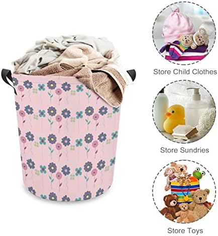 Padrões florais de cesta de lavanderia 01 cesto de lavanderia com alças cesto dobrável Saco de armazenamento de roupas sujas