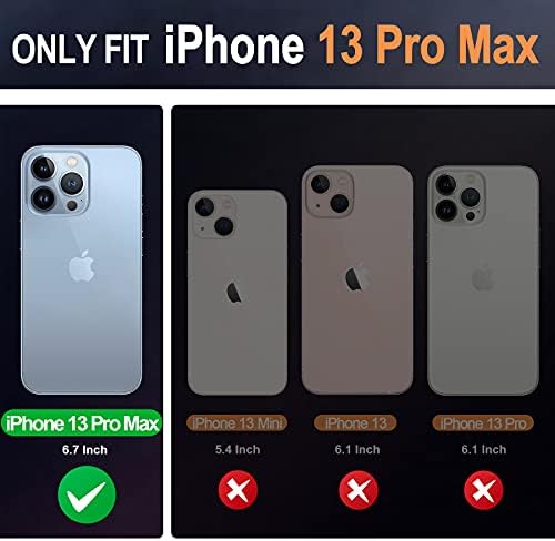 Caso Shieldon para iPhone 13 Pro Max 5G, caixa de couro genuíno Caixa de couro RFID Bloqueio de cartão de crédito Magnetic