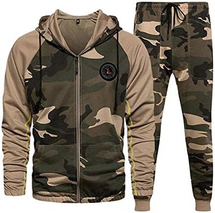 Men's Camouflage Athletic Tracksuits Casual Full Zip Runging Suits Sweat Jacket Sortpants 2 Peças Roupas esportivas
