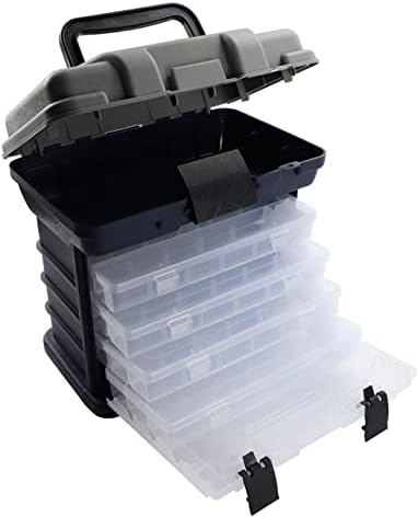 Ducurt Tackle Box Box Organizador de caixas grandes organizadores de caixas e armazenamento 4 camadas TackleBox