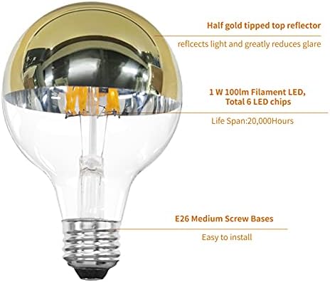 Lâmpada decorativa de meconard meio cromo, g80/g25 e26 parafuso médio e26 Base de fundos de base médio lâmpada bulbo globo,