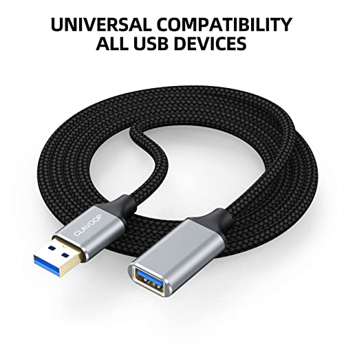 Cabo de extensão USB CLAVOOP 3 pés, USB 3.0 Extender a cabo de nylon Casaco de nylon USB Um cabo de extensão compatível